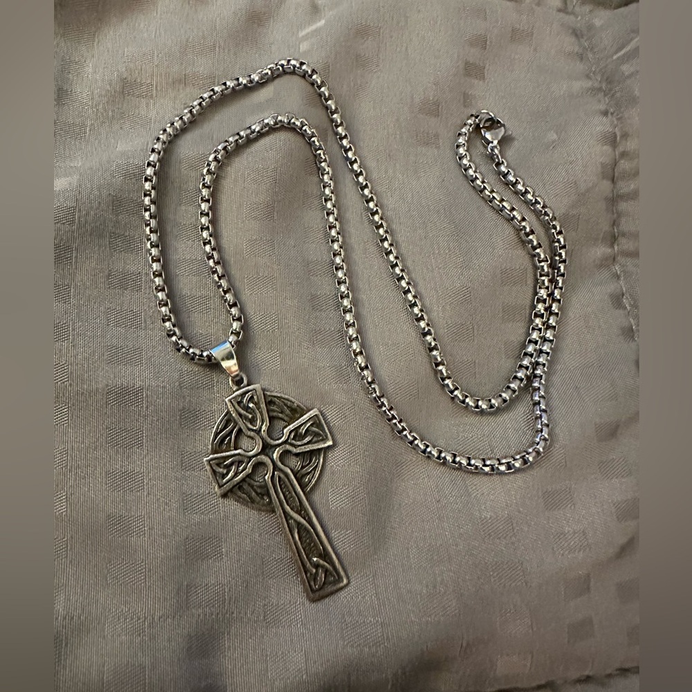 Celtic Cross Box Chain Necklace